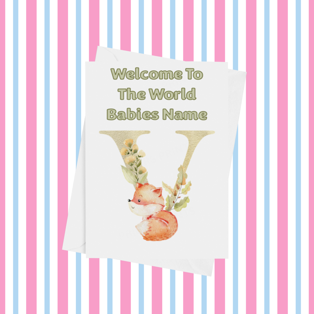 Welcome To The World Fox Personalised Card for New Baby