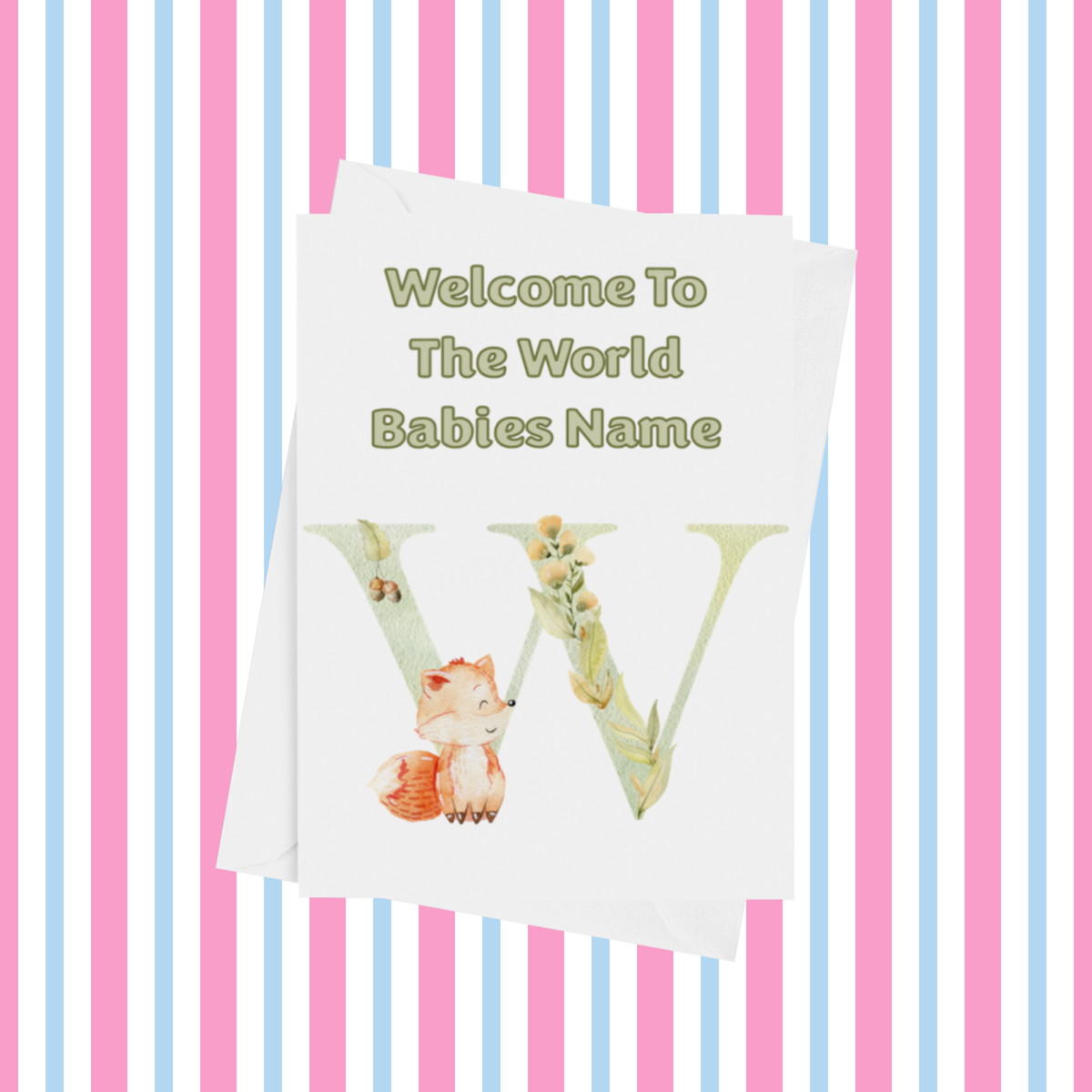 Welcome To The World Fox Personalised Card for New Baby