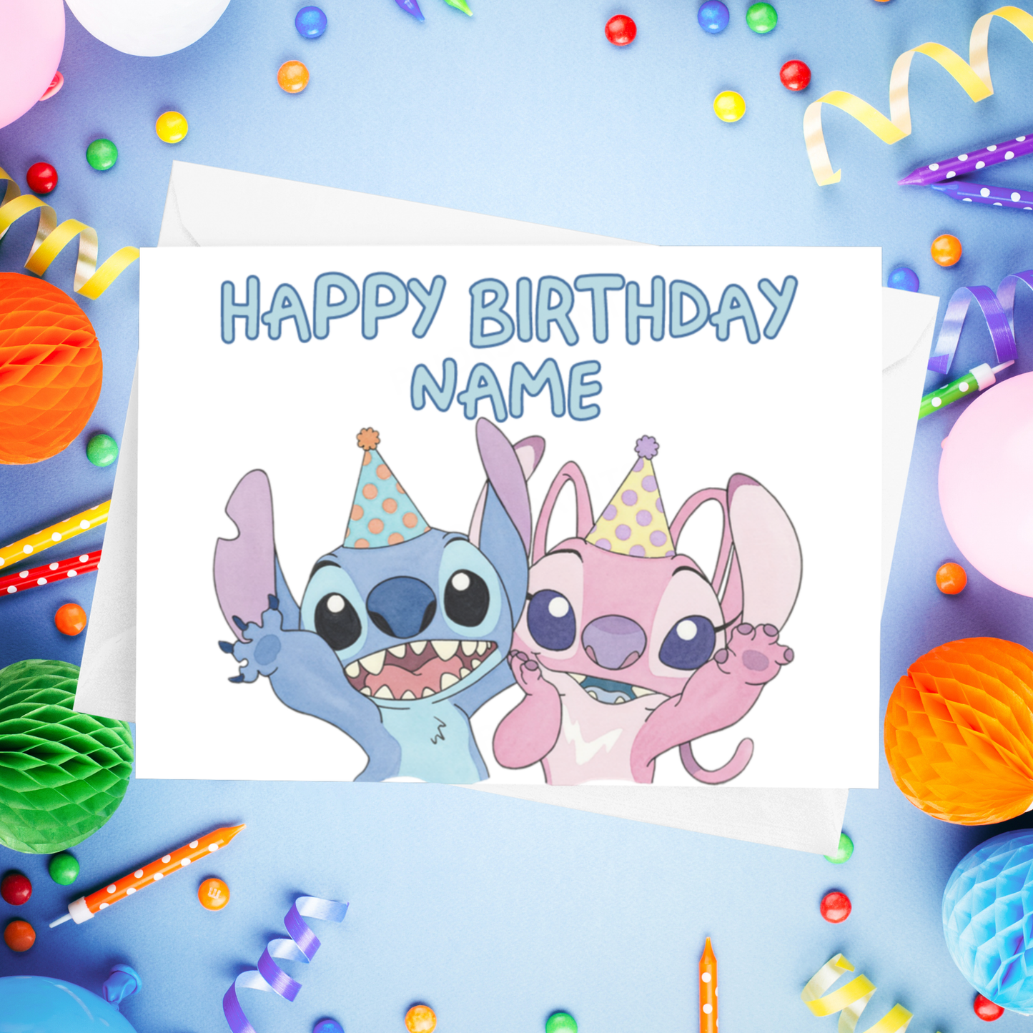 Angel, Lilo & Stitch Personalised Birthday Card