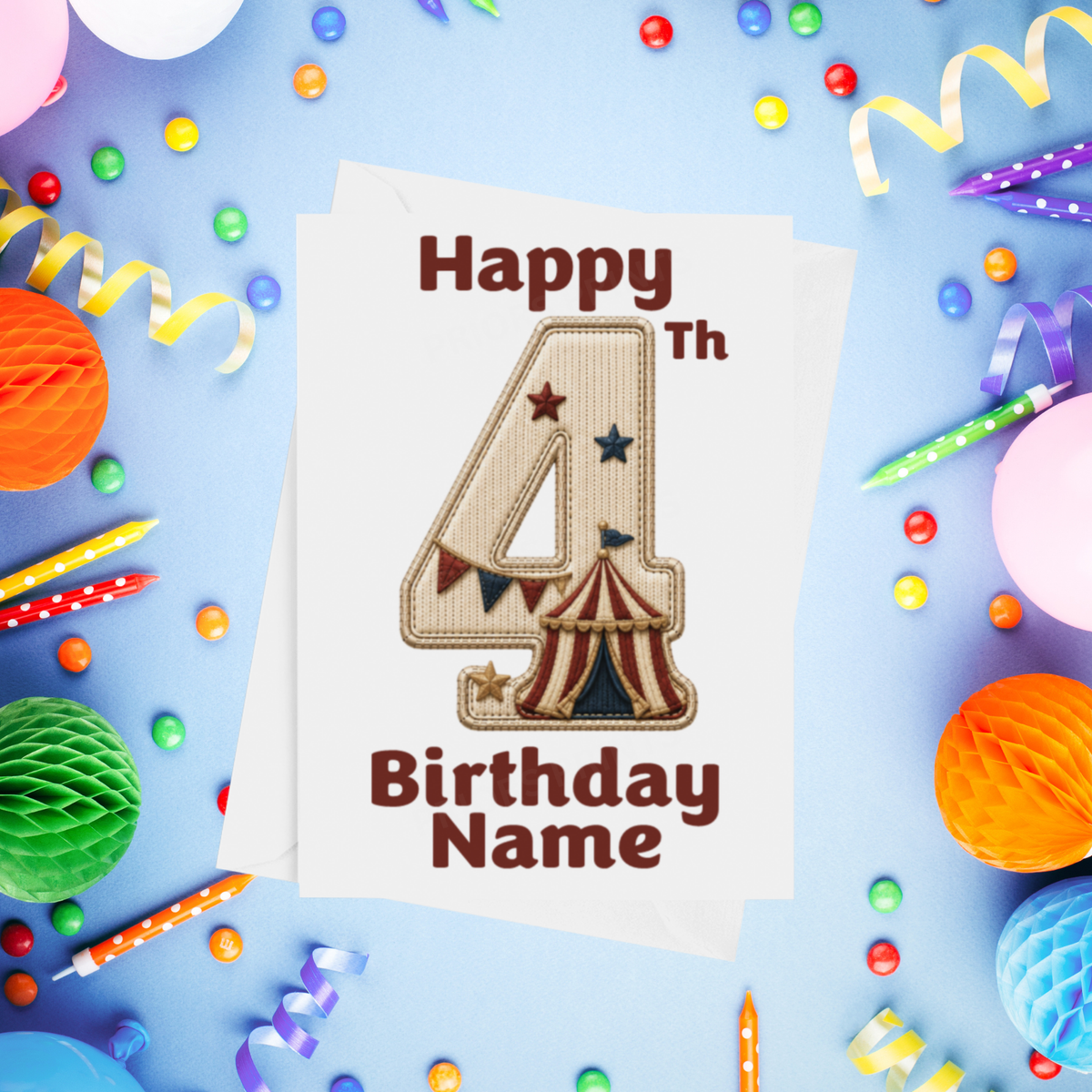 Circus Personalised Birthday Card Ages 1-9