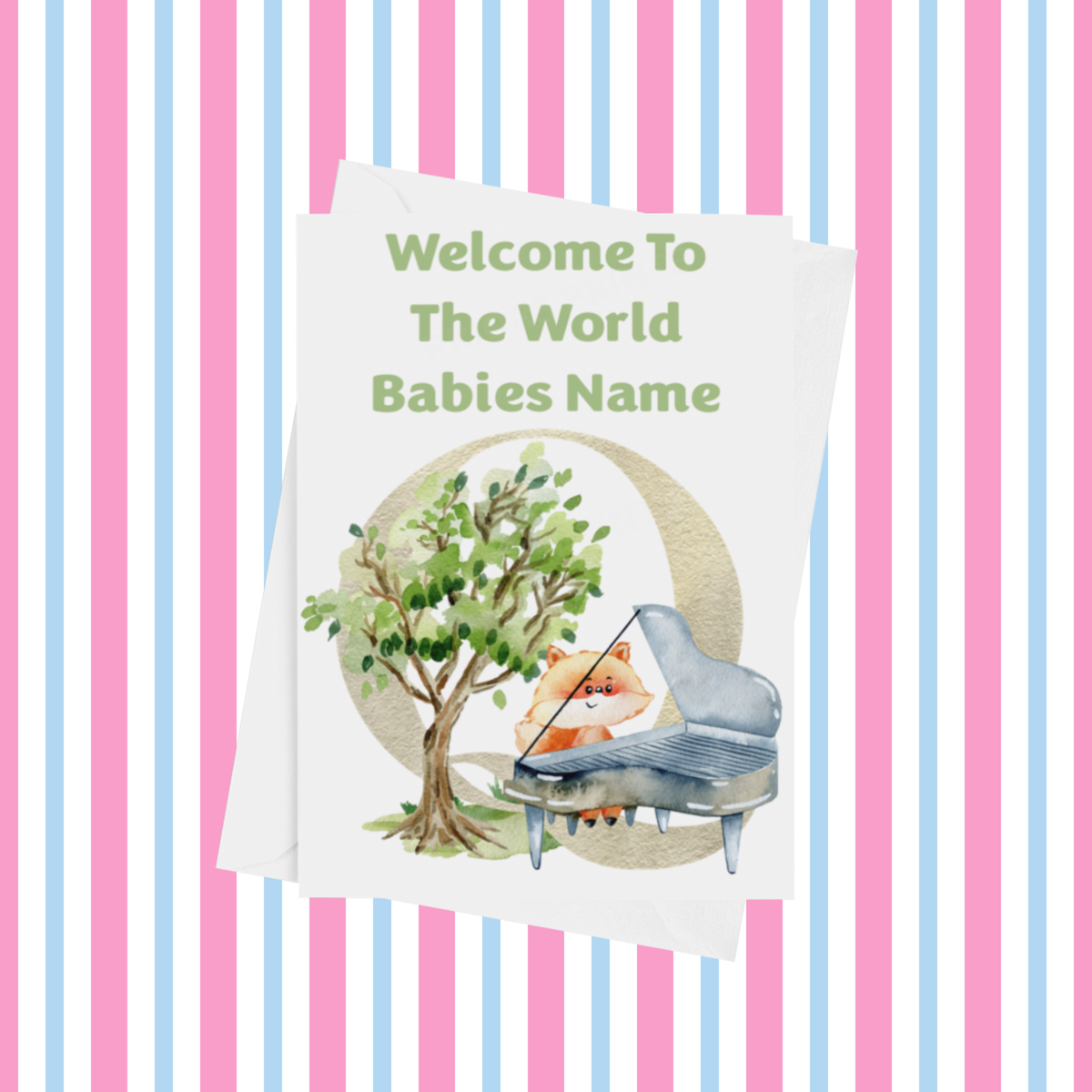 Welcome To The World Music Animals Personalised Card for New Baby
