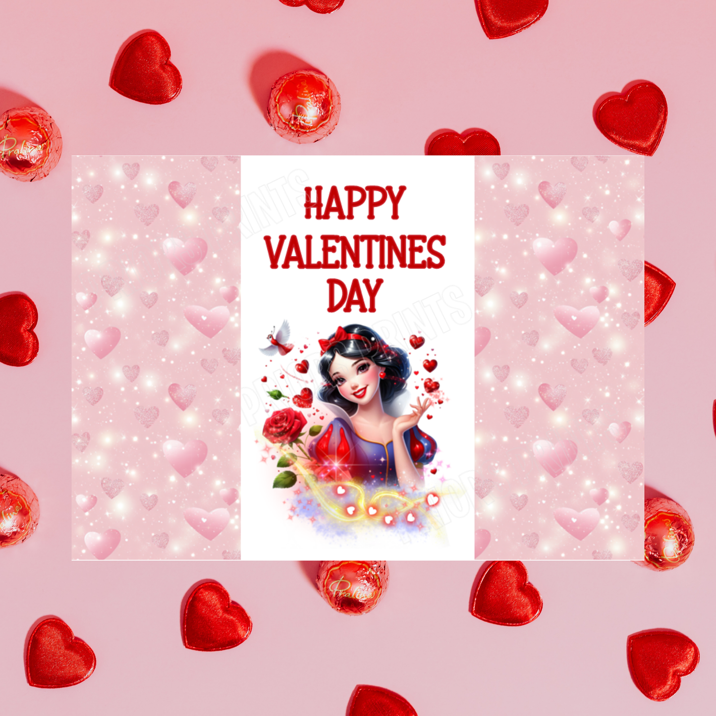 Princess Valentines Day Chocolate Bar Wrappers Anna  Belle  Cinderella  Merida Elsa  Jasmine  Ariel Mulan  Rapunzel  Snow White