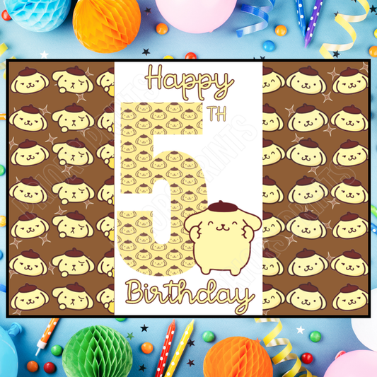 Pompompurin Birthday Chocolate Bar Wrapper with Age 5-20 Years (Matches Cards)