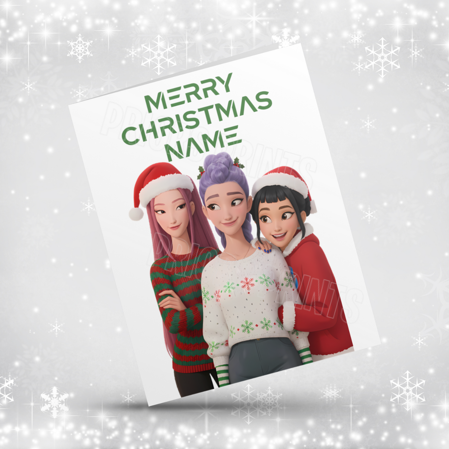 K Pop Demon Hunters Personalised Christmas Card NEW