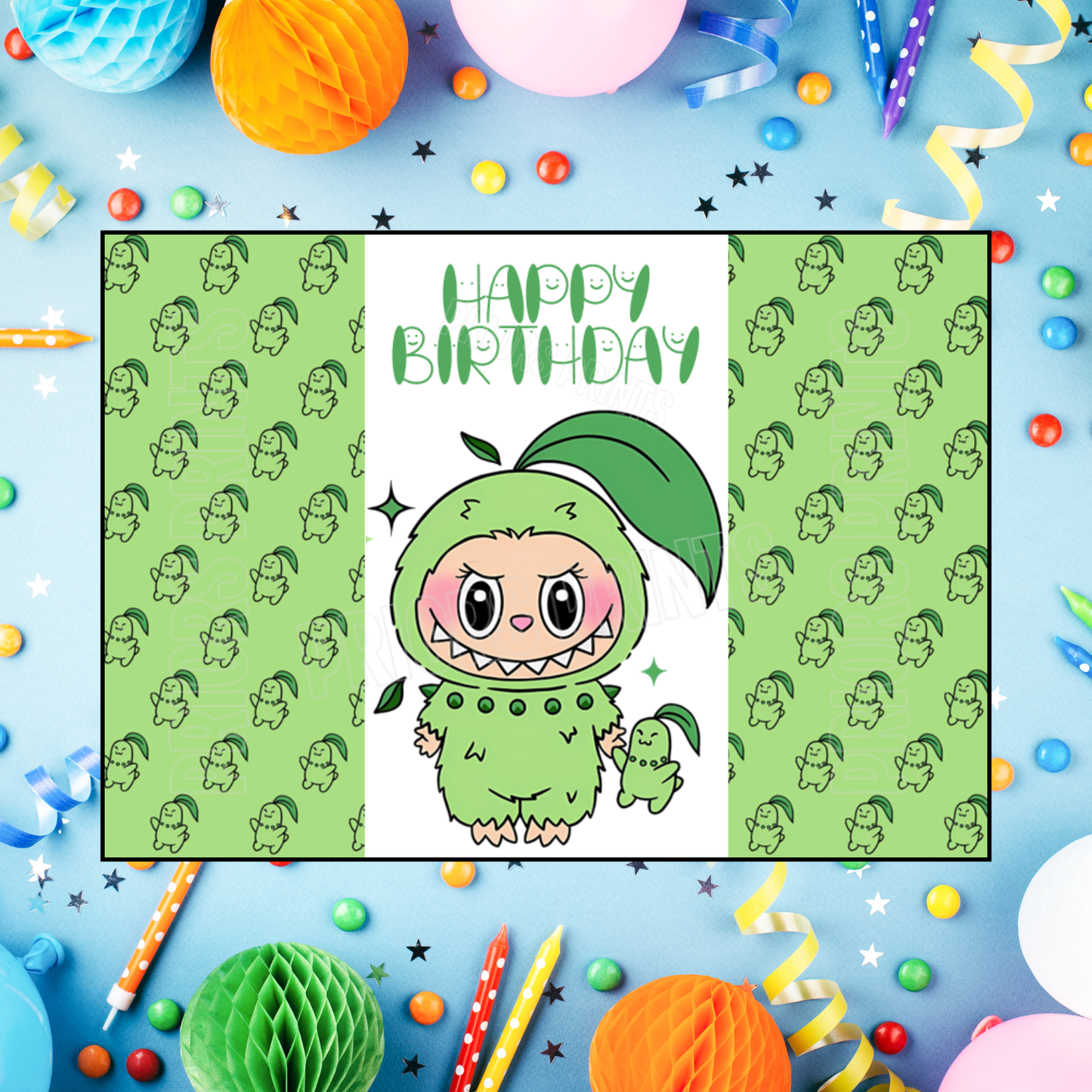 Labubu Dressed as Pokemon Characters Birthday Chocolate Bar Wrappers