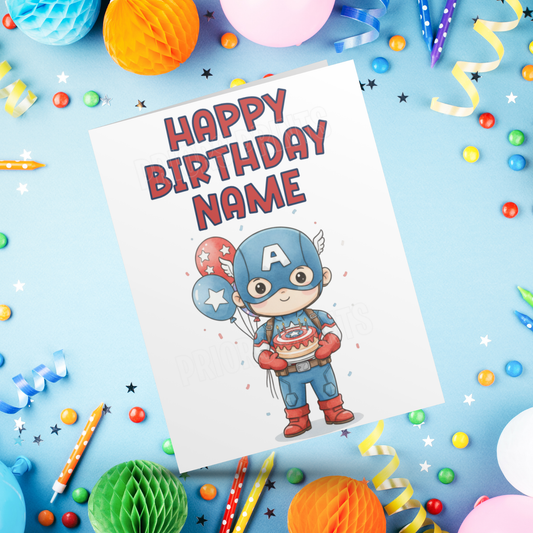Personalised Captain America Birthday Card I Marvel I Superhero