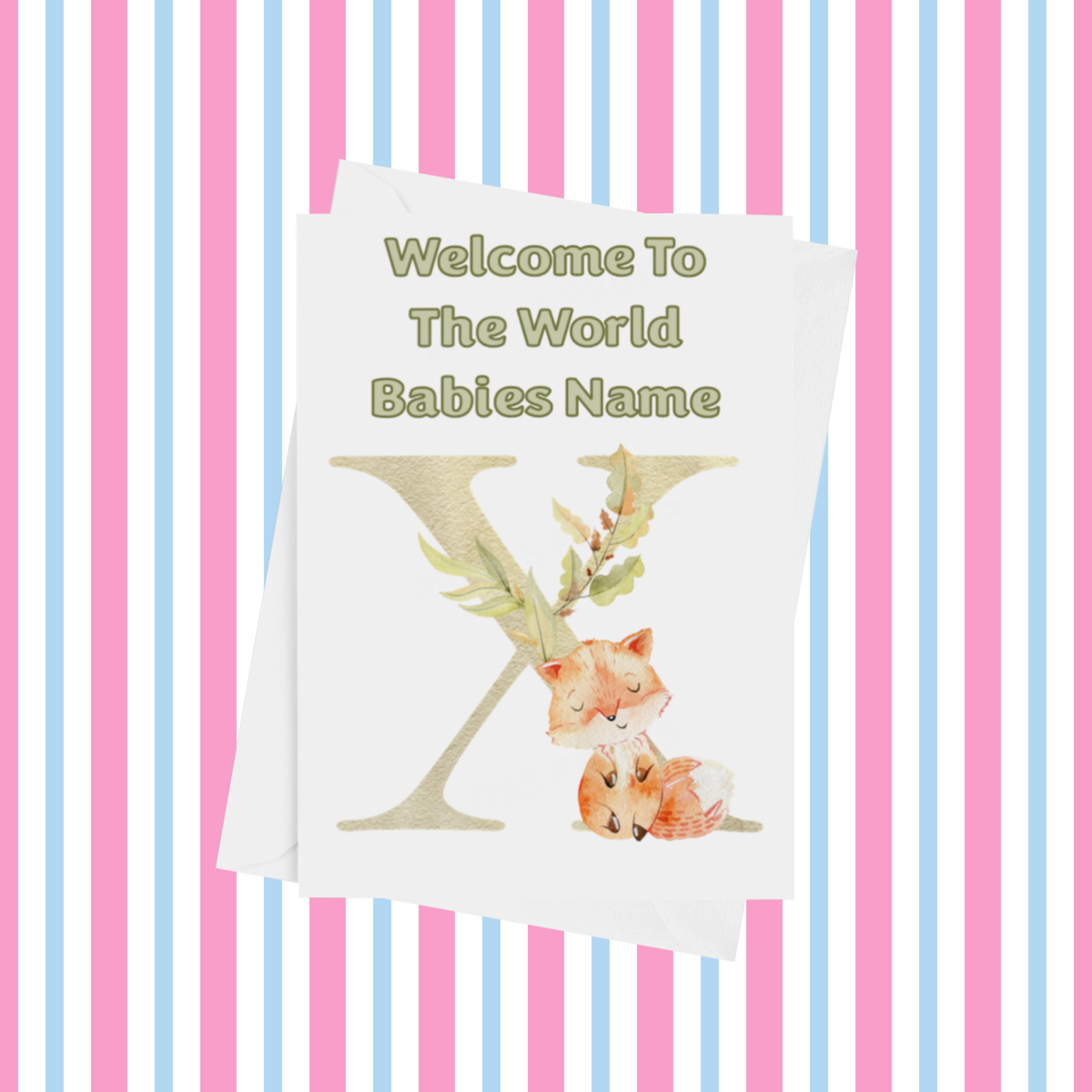 Welcome To The World Fox Personalised Card for New Baby