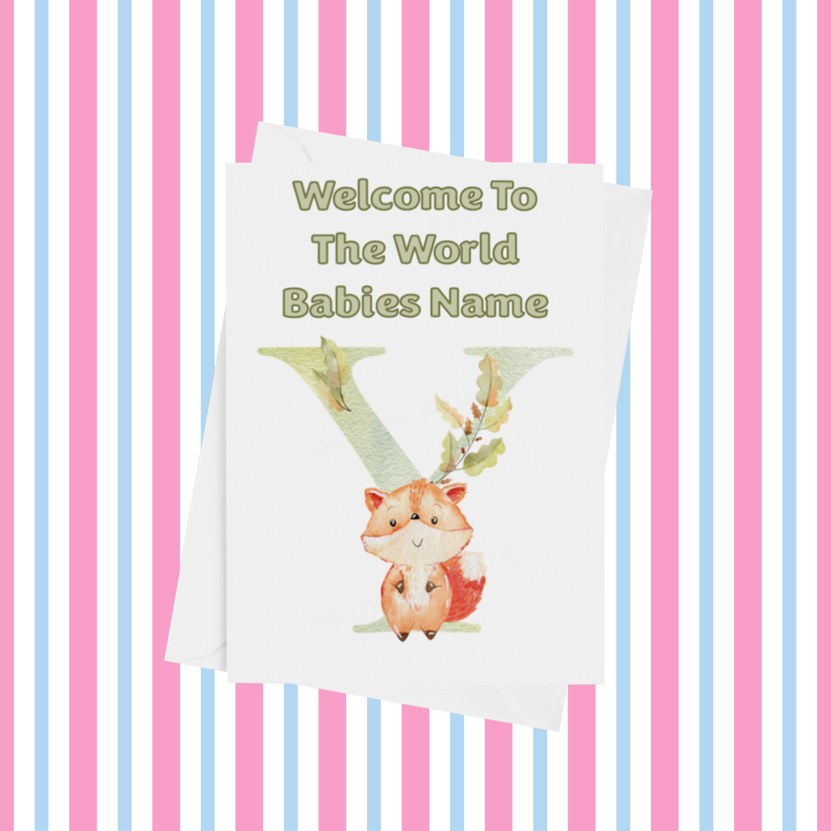 Welcome To The World Fox Personalised Card for New Baby