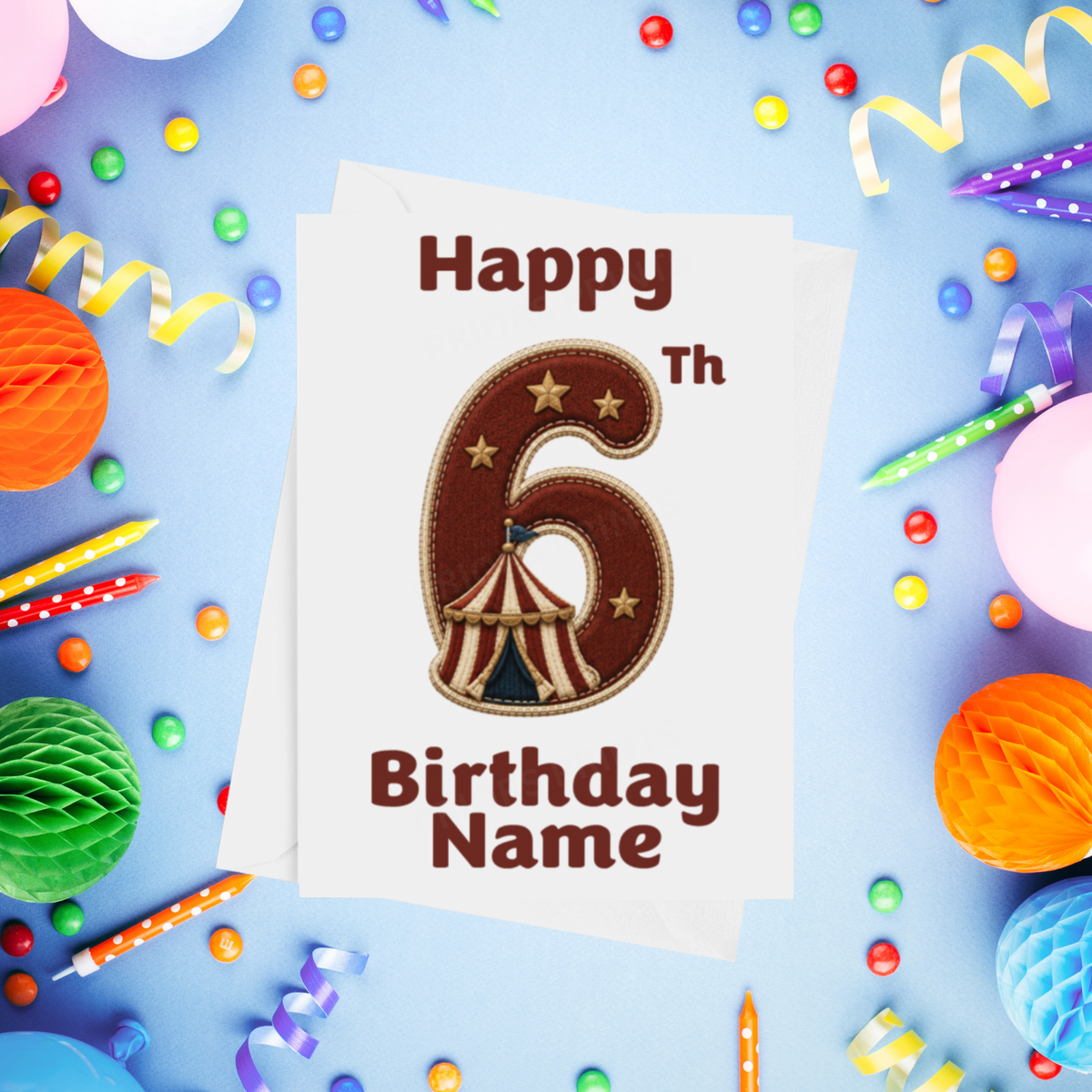 Circus Personalised Birthday Card Ages 1-9