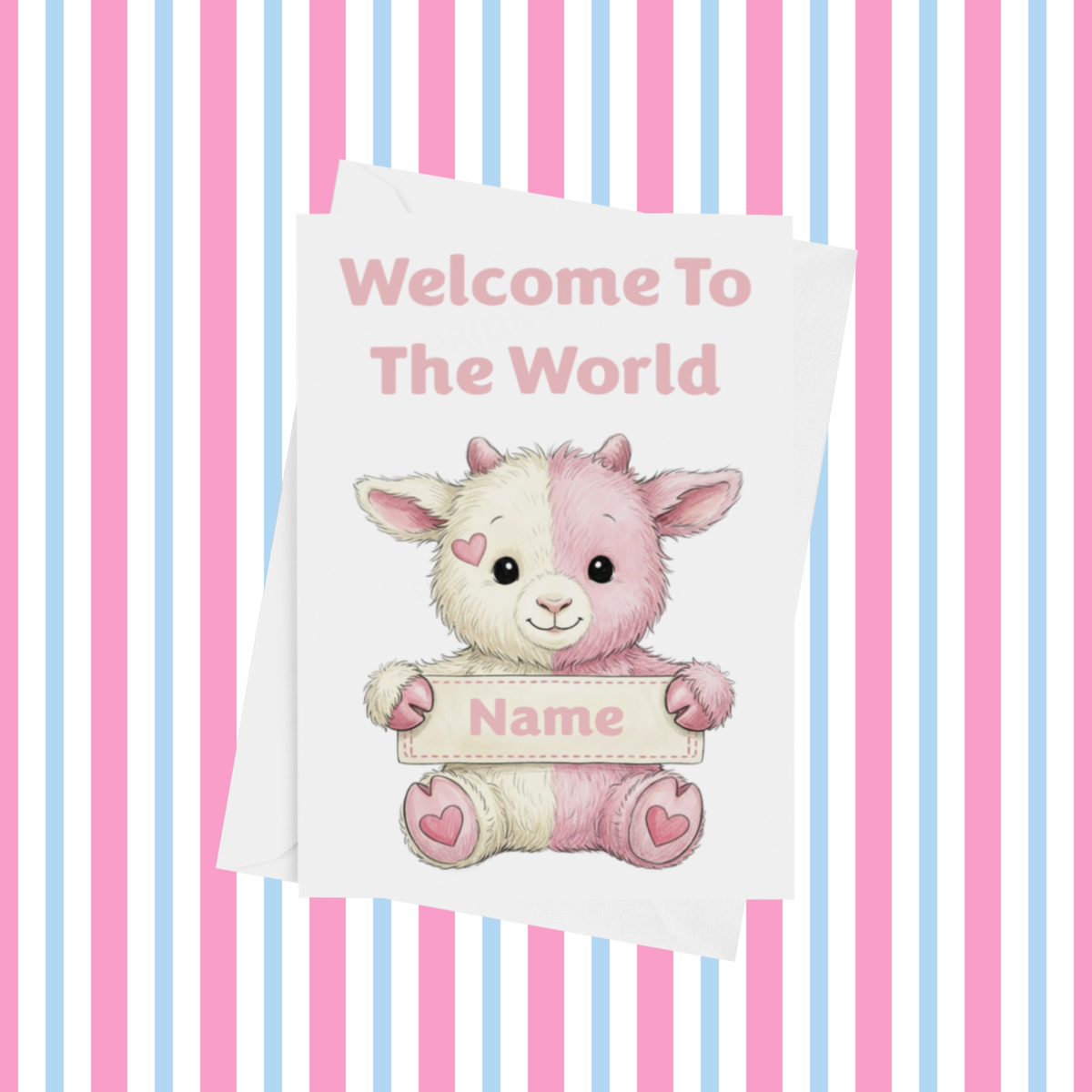 Welcome To The World Personalised Card for New Animals with Pink Heart