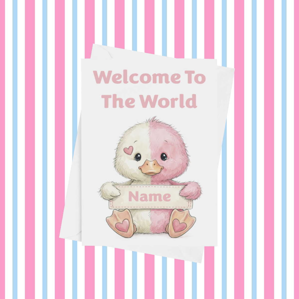 Welcome To The World Personalised Card for New Animals with Pink Heart