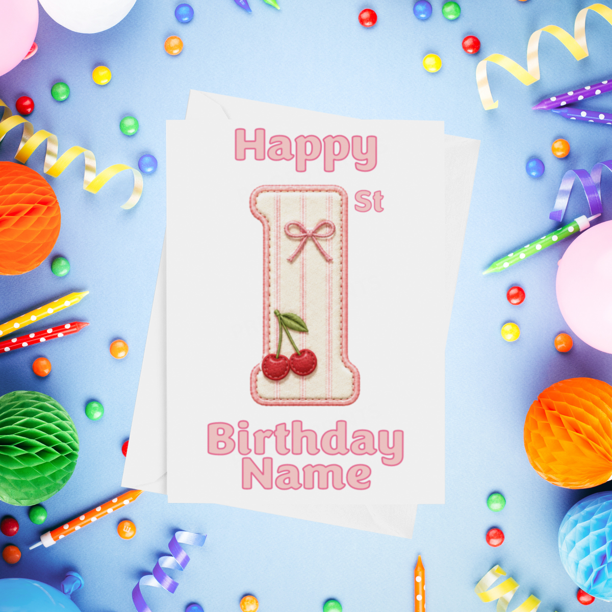 Cherry Personalised Birthday Card Ages 1-9