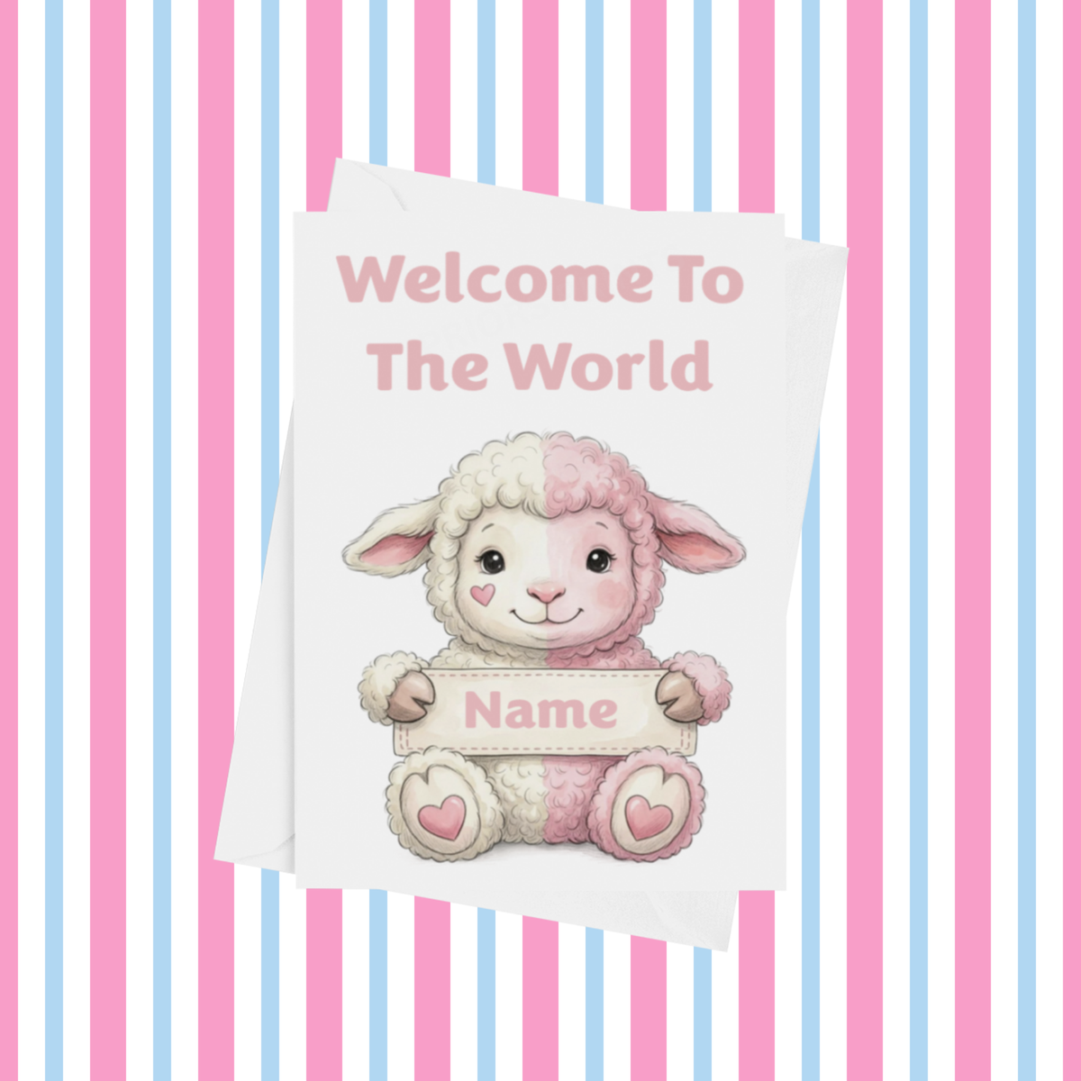 Welcome To The World Personalised Card for New Animals with Pink Heart
