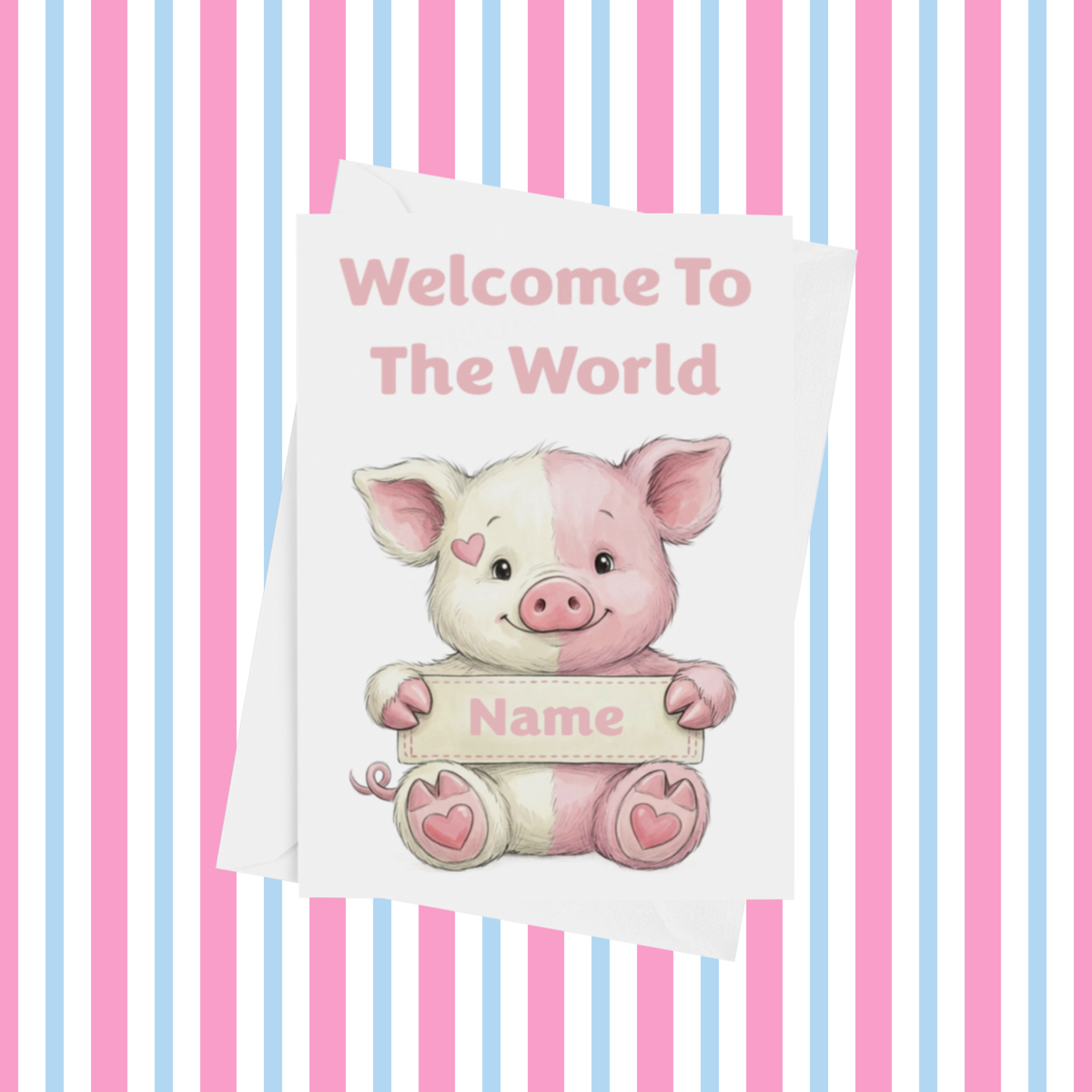 Welcome To The World Personalised Card for New Animals with Pink Heart