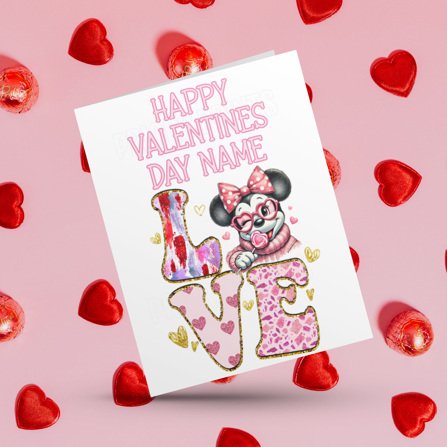 Love Personalised Valentines Day Card I Princess I Ariel I Belle I Cinderella I Jasmine I Snow White I Sonic I Stitch I Pikachu I Pooh Bear