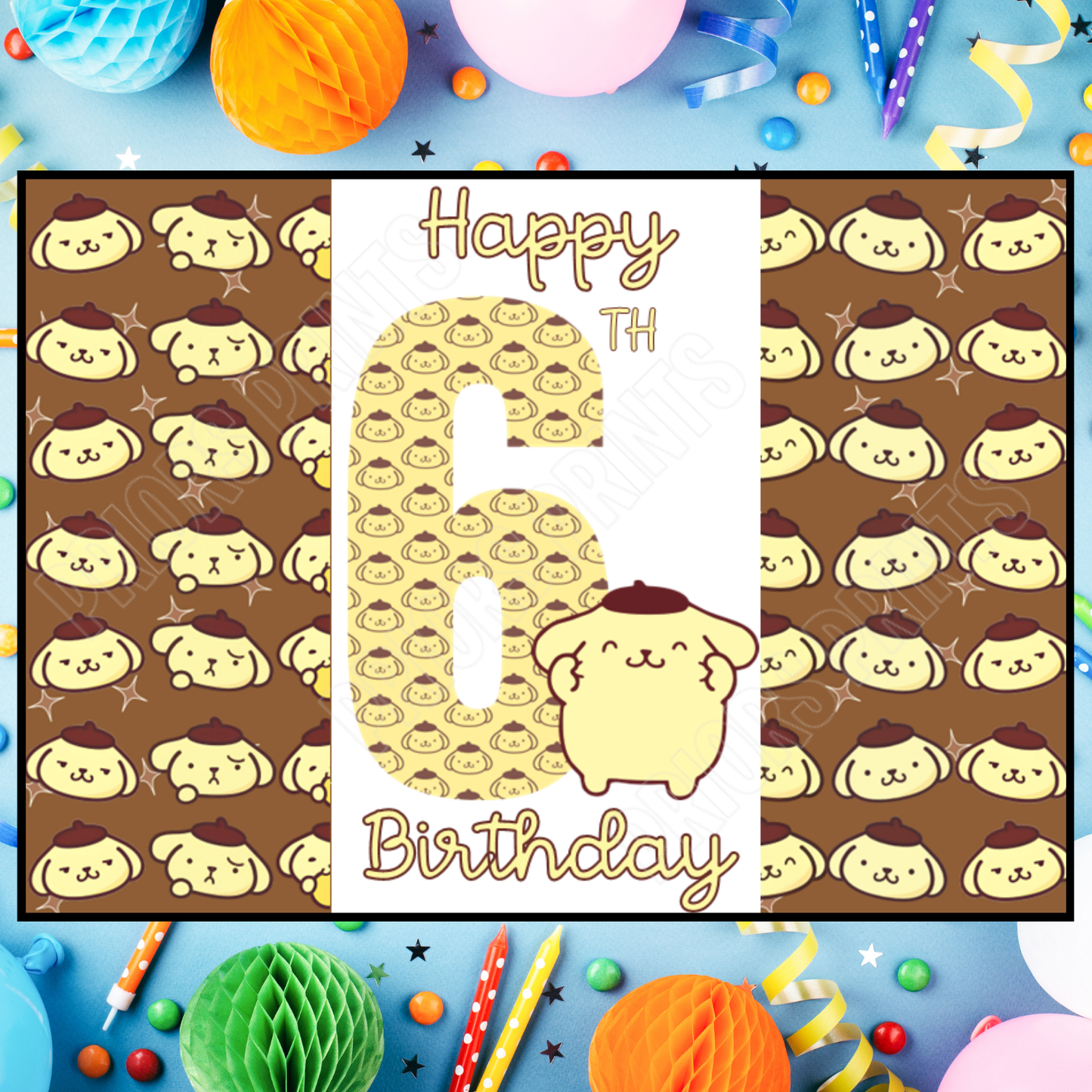 Pompompurin Birthday Chocolate Bar Wrapper with Age 5-20 Years (Matches Cards)