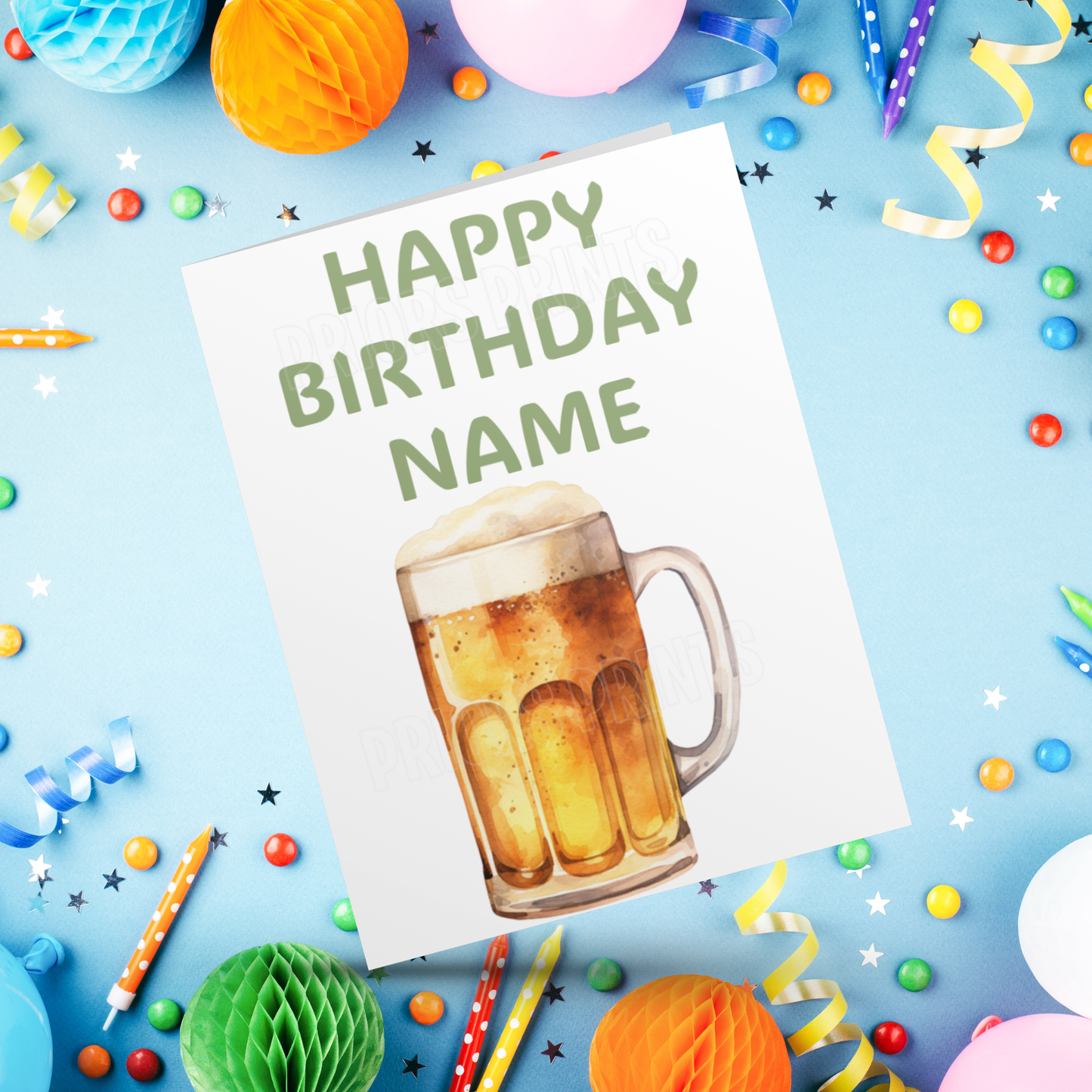 Personalised Beer Birthday Card