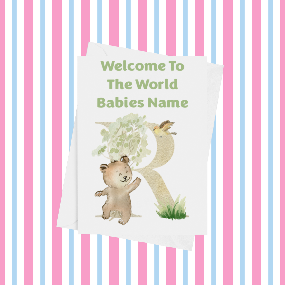 Welcome To The World Music Animals Personalised Card for New Baby