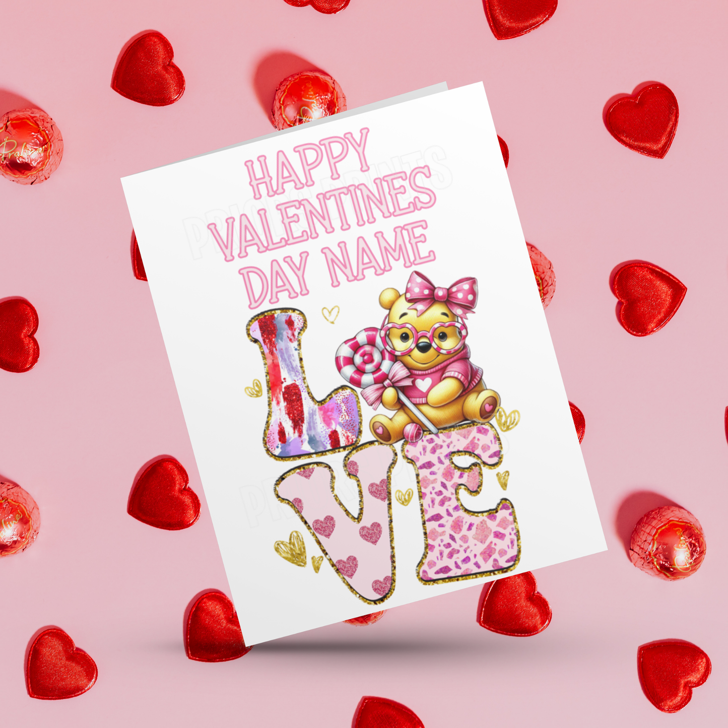 Love Personalised Valentines Day Card I Princess I Ariel I Belle I Cinderella I Jasmine I Snow White I Sonic I Stitch I Pikachu I Pooh Bear