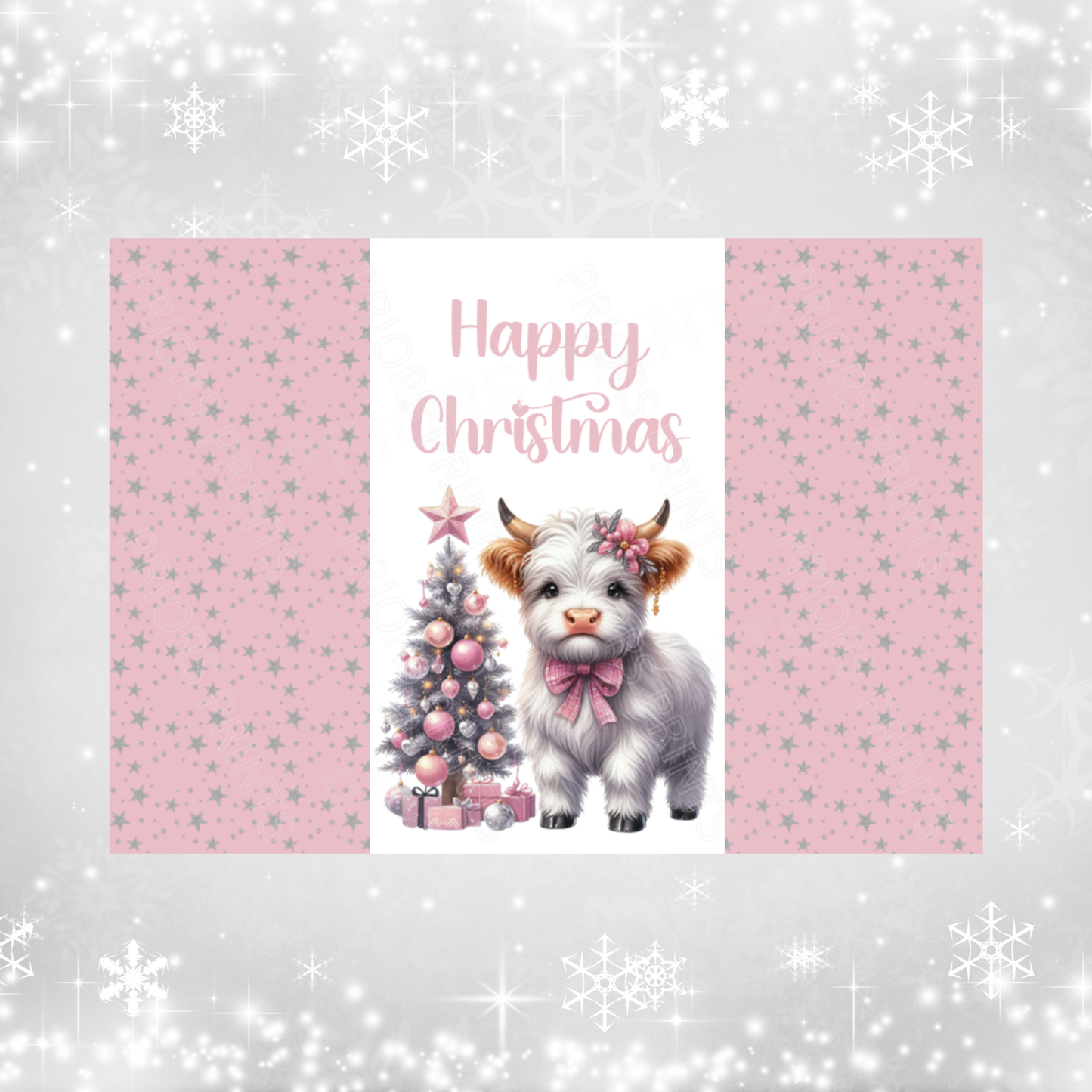Pink & Silver Christmas Chocolate Bar Wrapper