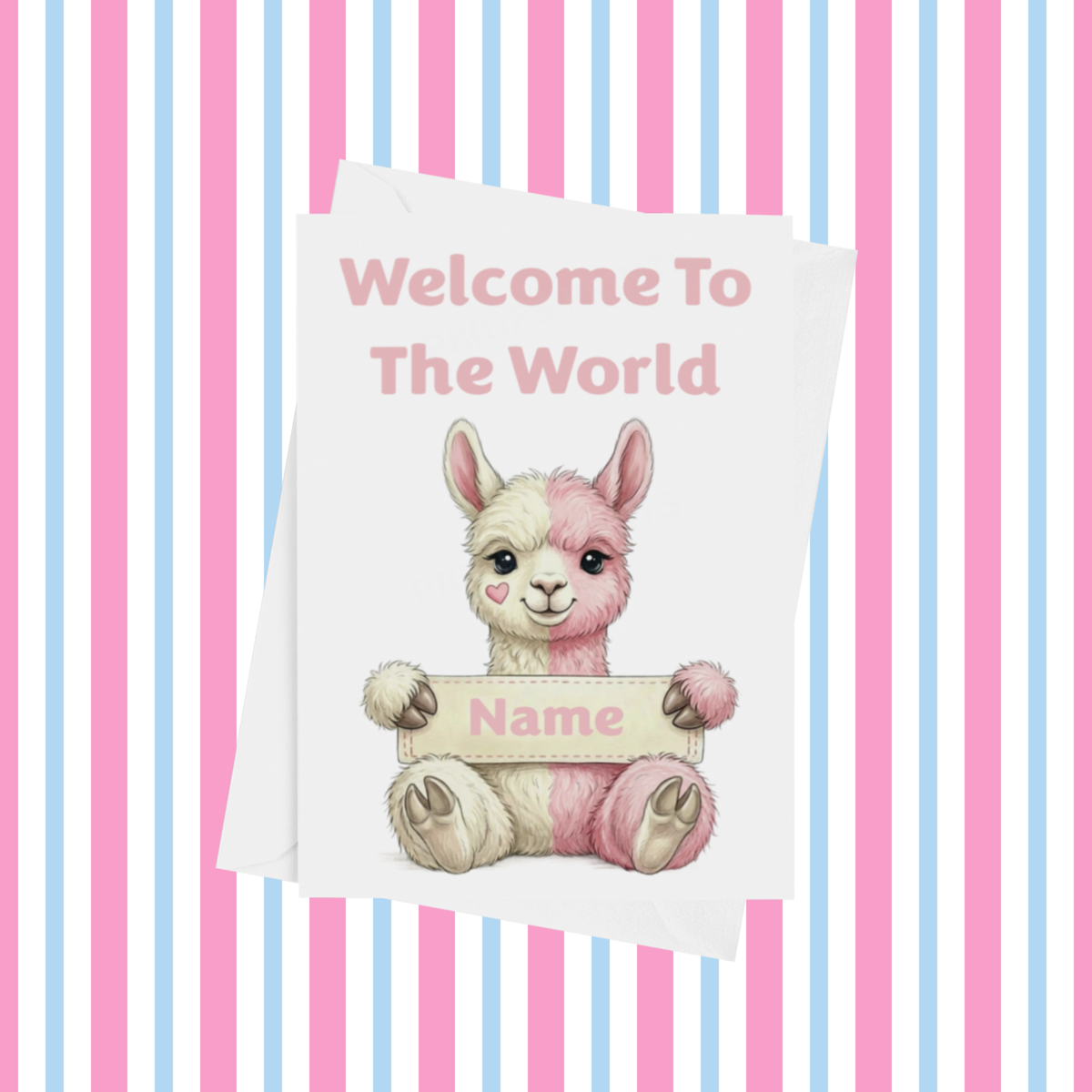 Welcome To The World Personalised Card for New Animals with Pink Heart