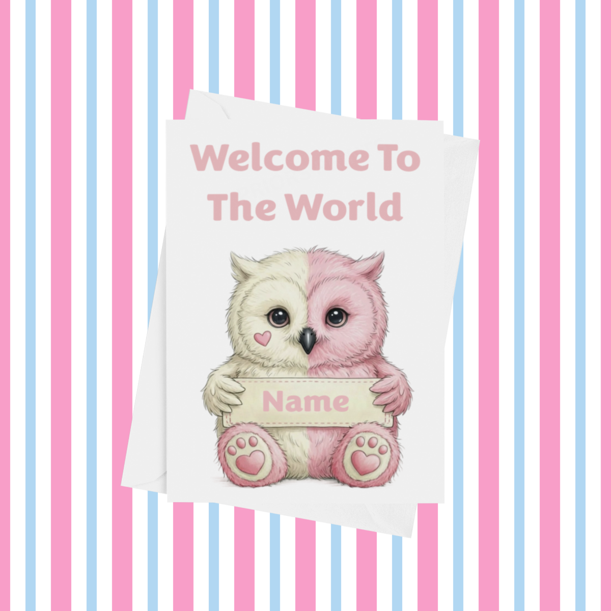 Welcome To The World Personalised Card for New Animals with Pink Heart