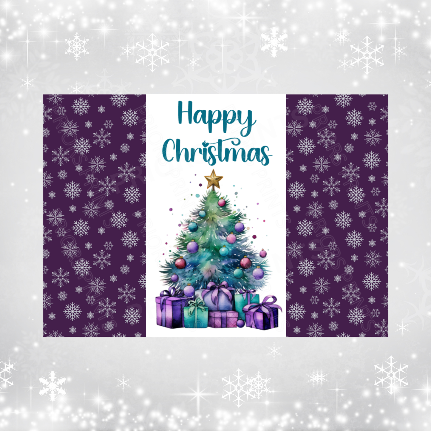 Purple Christmas Chocolate Bar Wrapper