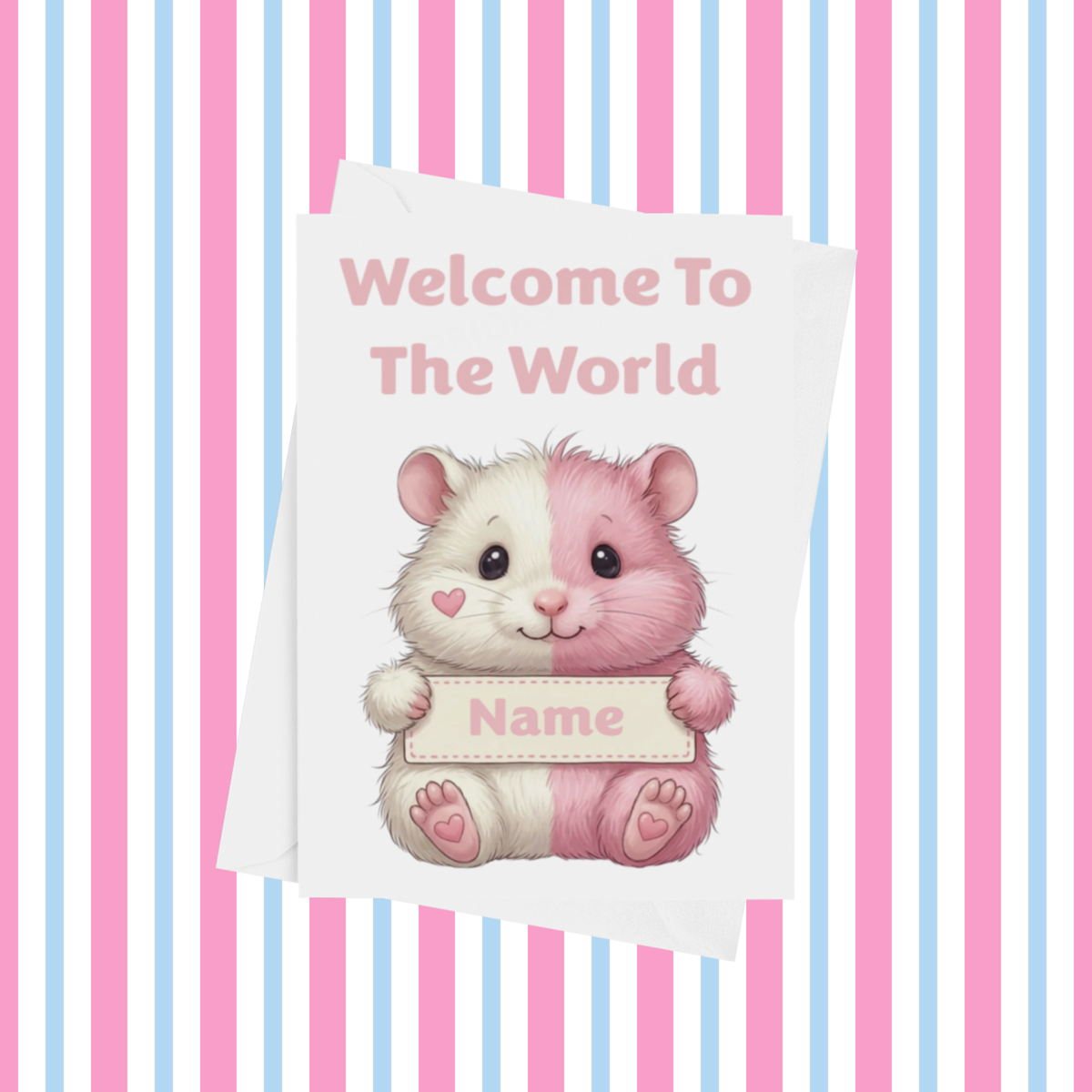Welcome To The World Personalised Card for New Animals with Pink Heart