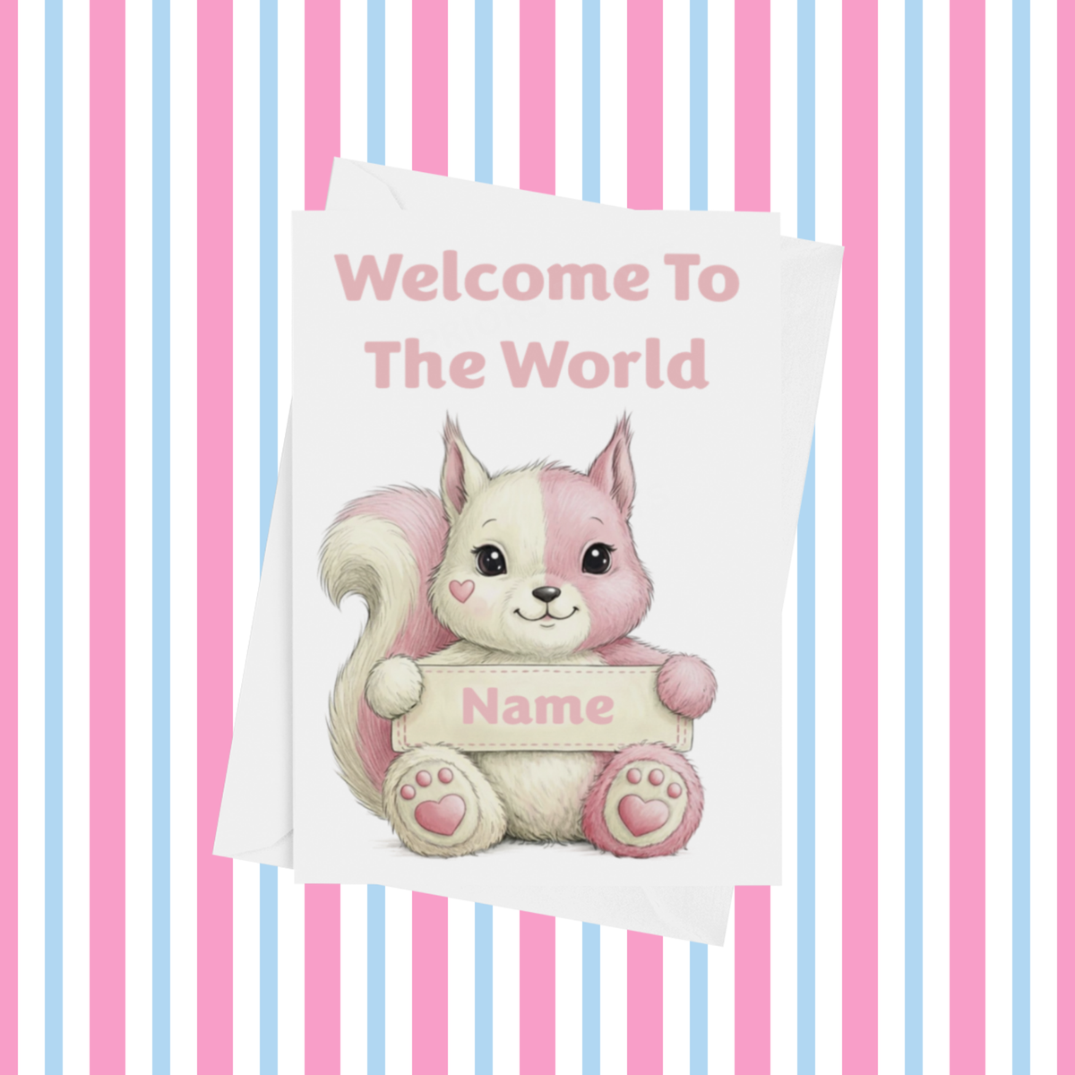 Welcome To The World Personalised Card for New Animals with Pink Heart