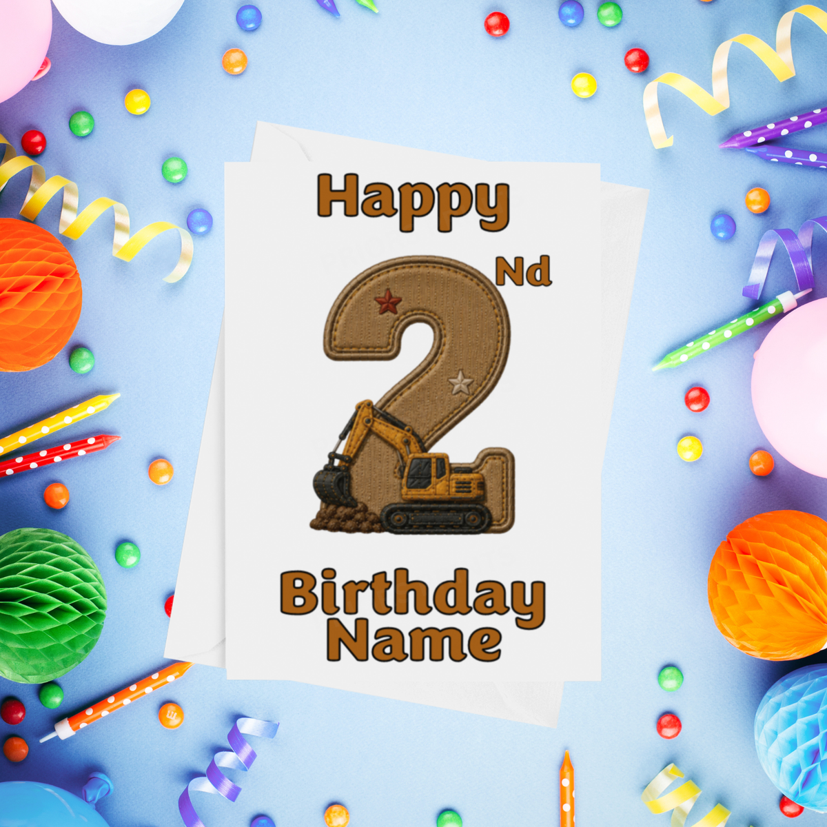 Diggers Personalised Birthday Card Ages 1-9