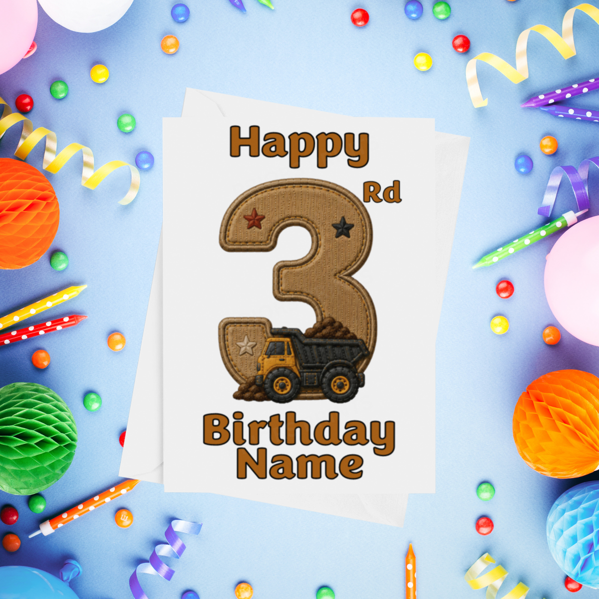 Diggers Personalised Birthday Card Ages 1-9