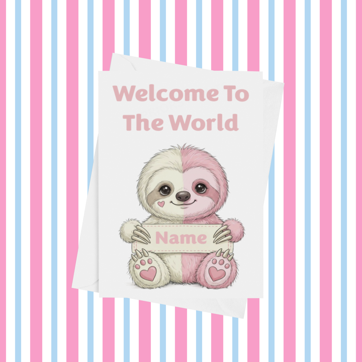 Welcome To The World Personalised Card for New Animals with Pink Heart