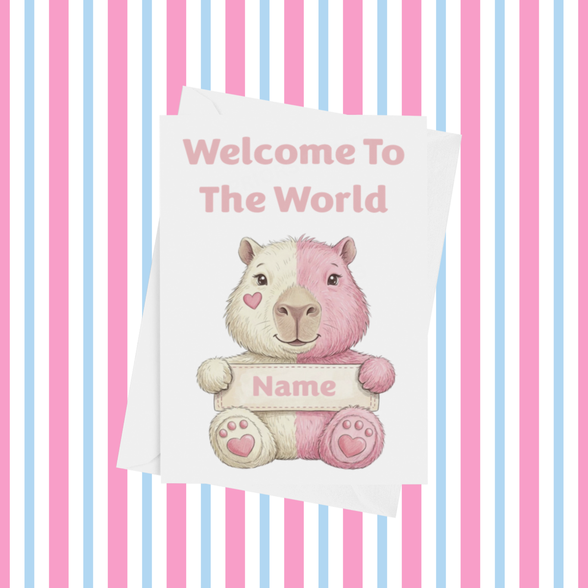Welcome To The World Personalised Card for New Animals with Pink Heart