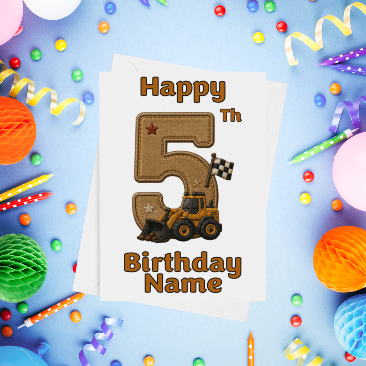 Diggers Personalised Birthday Card Ages 1-9