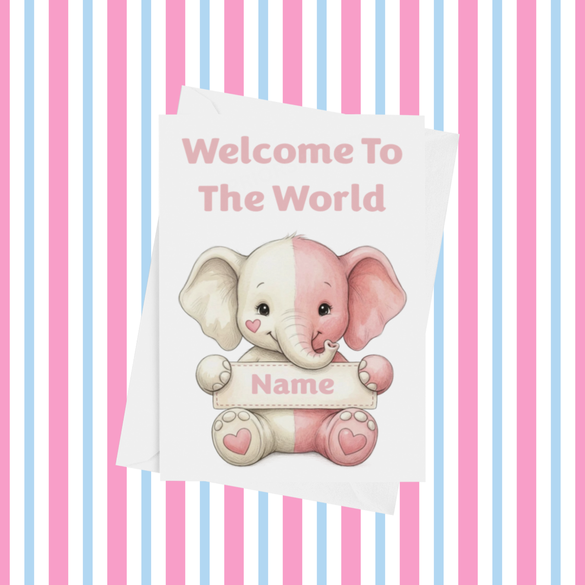 Welcome To The World Personalised Card for New Animals with Pink Heart