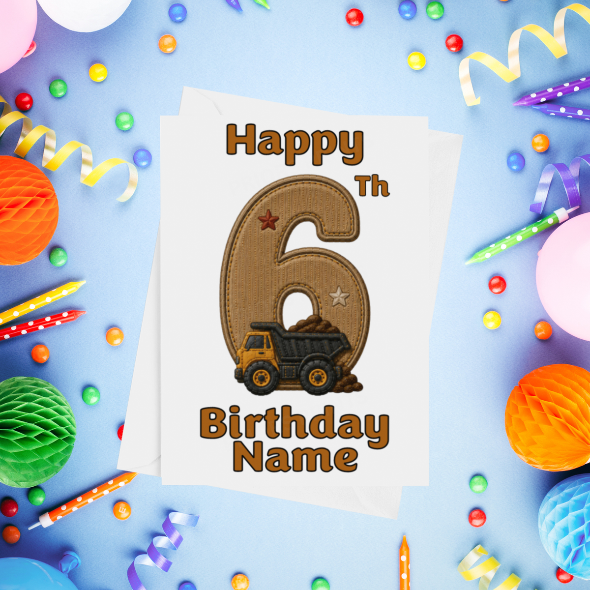 Diggers Personalised Birthday Card Ages 1-9
