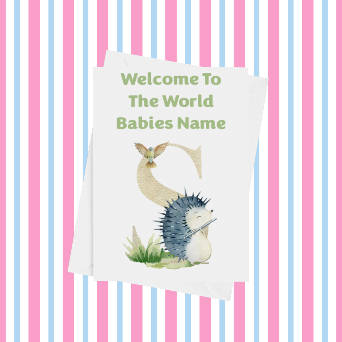 Welcome To The World Music Animals Personalised Card for New Baby