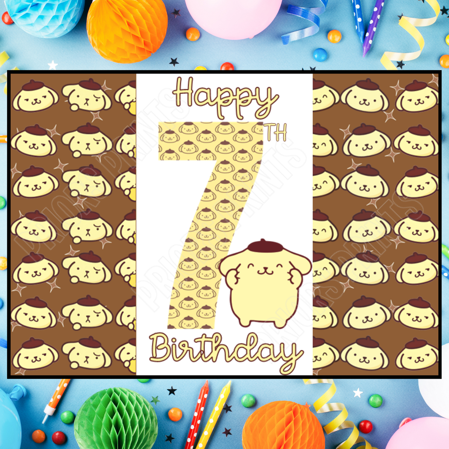 Pompompurin Birthday Chocolate Bar Wrapper with Age 5-20 Years (Matches Cards)