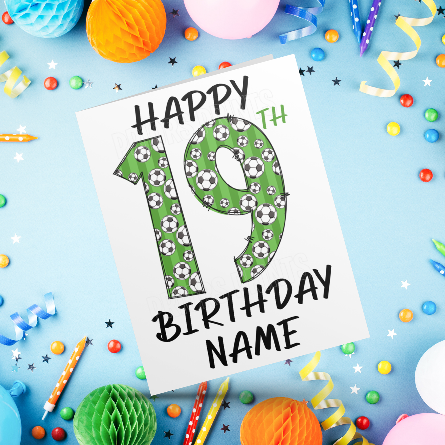 Personalised Green Football Birthday Card with age 1-20