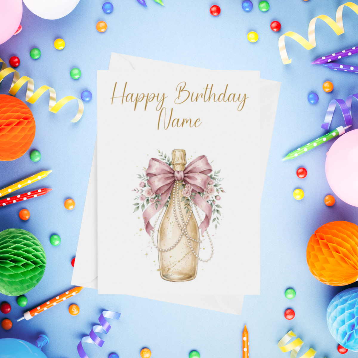 Pink Cocktails Personalised Birthday Card