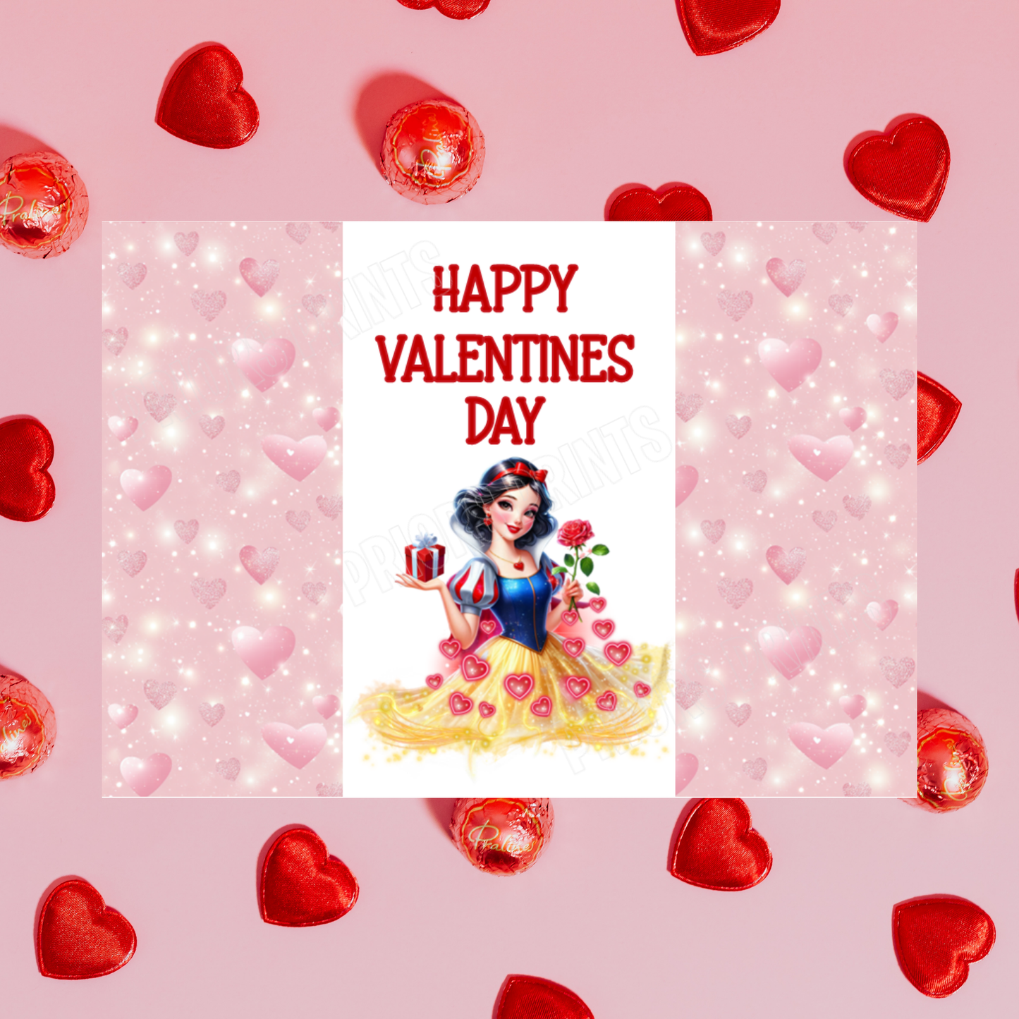 Princess Valentines Day Chocolate Bar Wrappers Anna  Belle  Cinderella  Merida Elsa  Jasmine  Ariel Mulan  Rapunzel  Snow White