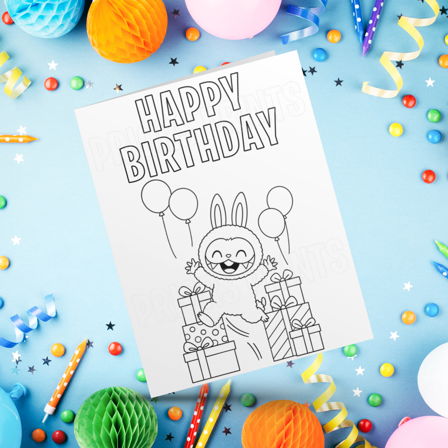 Colour Your Own Labubu Birthday Card