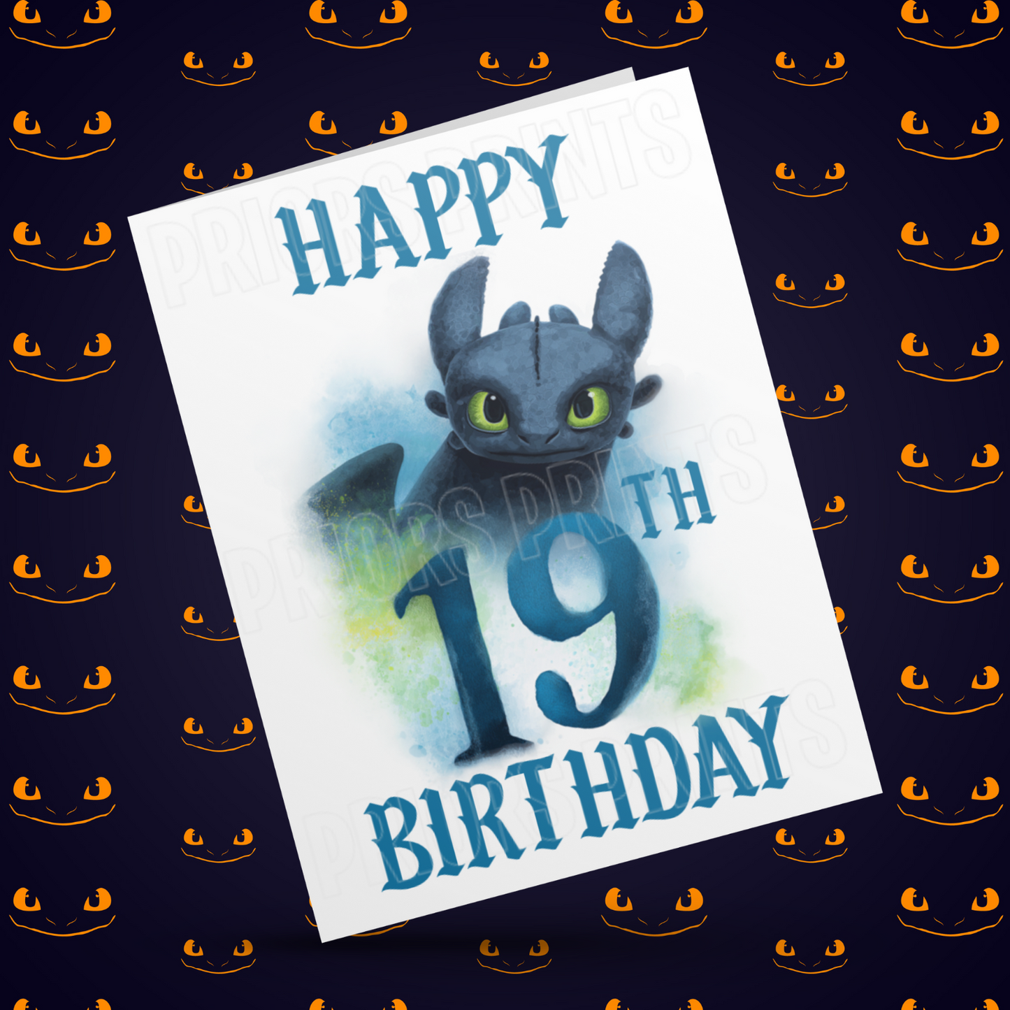 Personalised Toothless Birthday Card with Age 1-20 Years (How To Train Your Dragon)