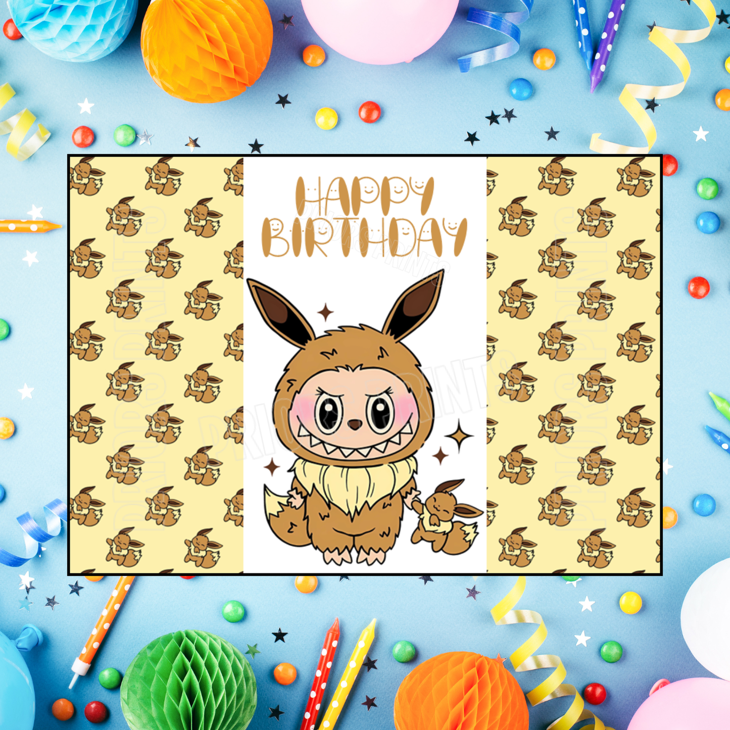 Labubu Dressed as Pokemon Characters Birthday Chocolate Bar Wrappers