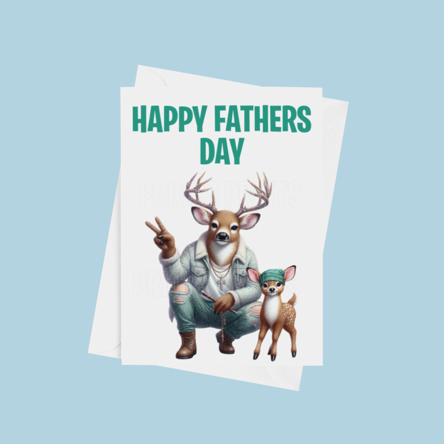 Father & Child Cool Animals Happy Fathers Day Card