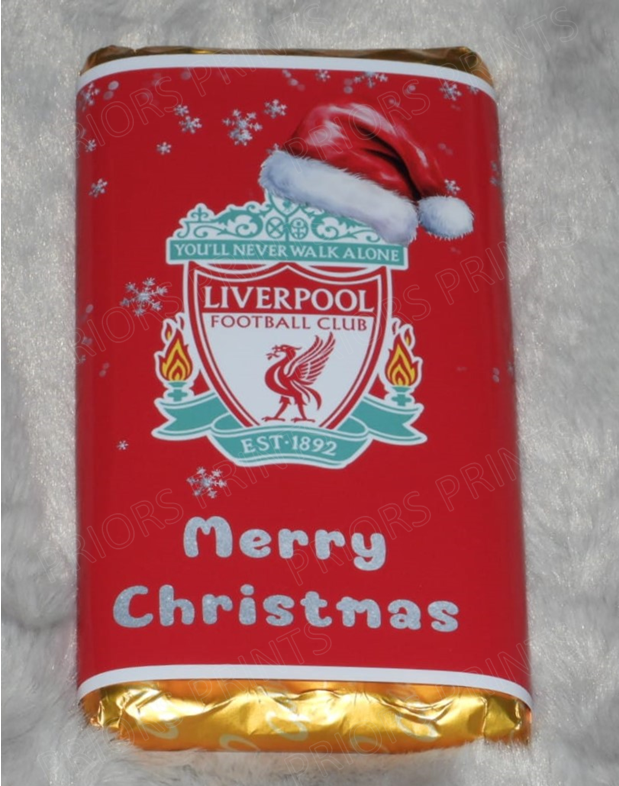 Christmas Football Teams Chocolate Bar Wrapper