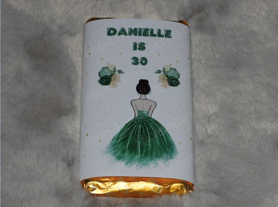 Older Style Princess Personalised Chocolate Bar Wrappers