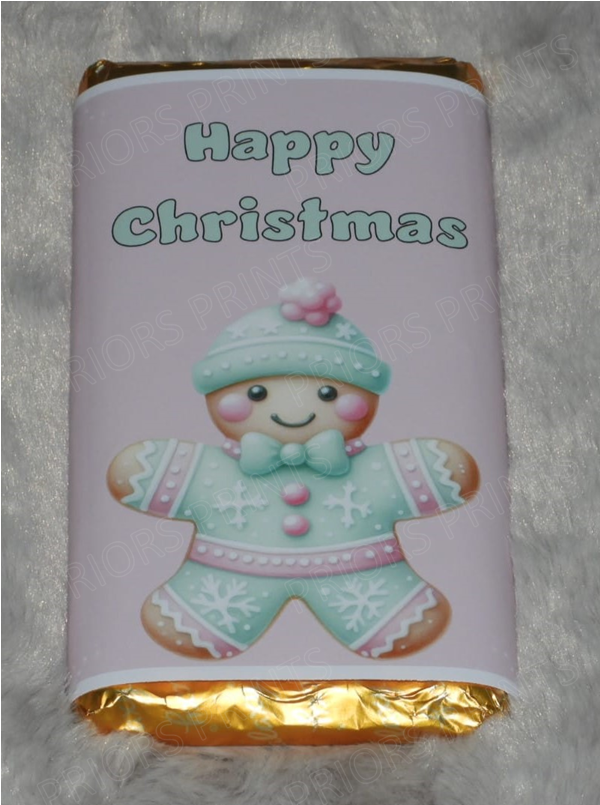 Christmas Pink & Green Chocolate Bar Wrappers