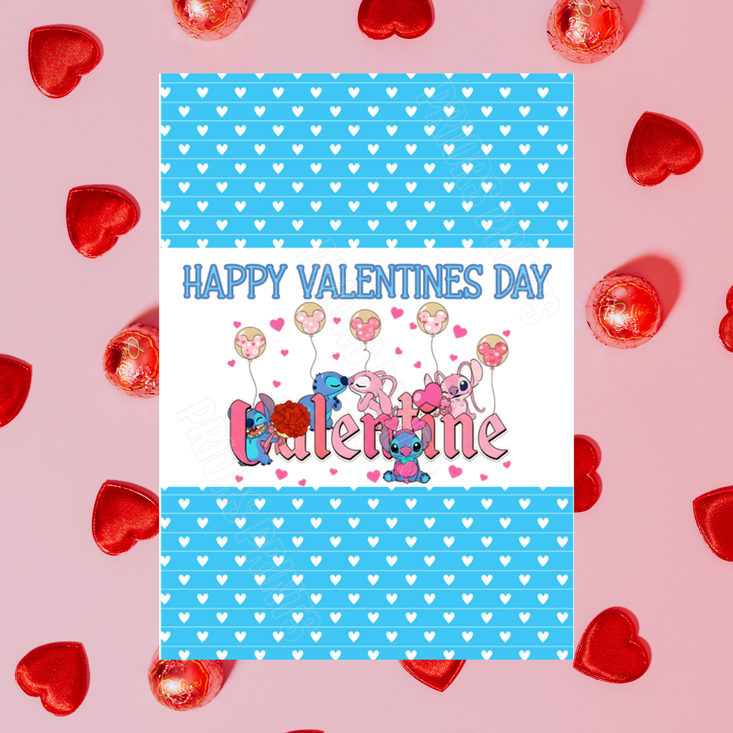 Lilo & Stitch Valentines Day Chocolate Bar Wrappers 2 I Stitch I Angel