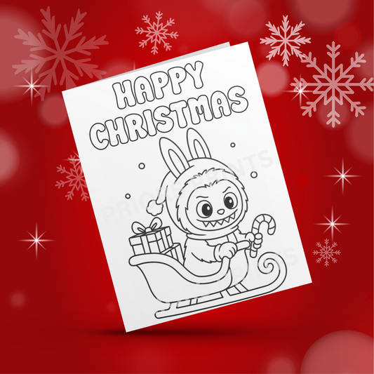 Colour Your Own Labubu Christmas Card